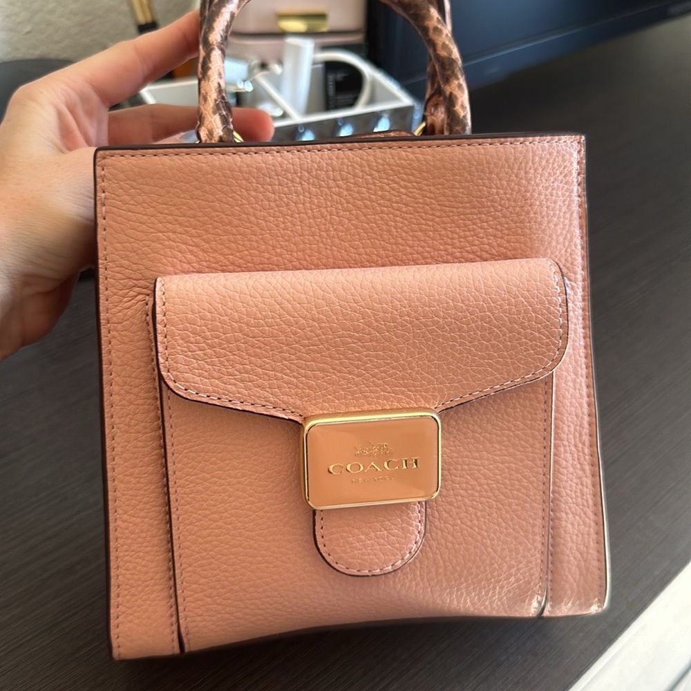 Coach Pink Top Handle Bag with Snake Details!